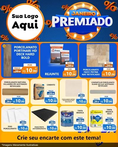 Modelo de Rede Social para Feed Instagram com o tema Janeiro Premiado para Pisos e revestimentos