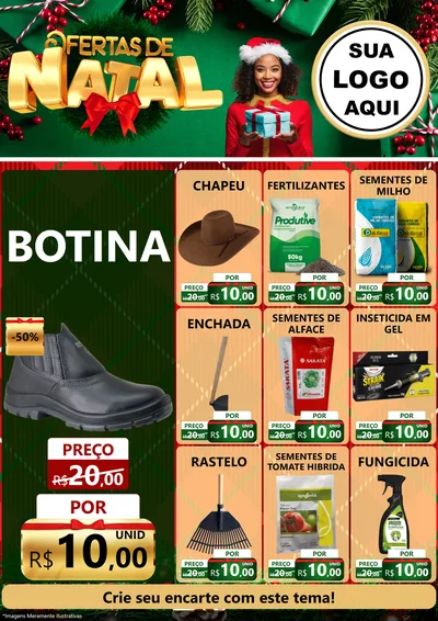 Modelo de Encarte para Encarte A4 Vertical com o tema Ofertas de Natal para Agropecuária