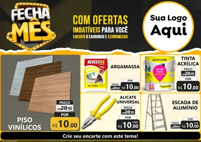 Modelo de Encarte para Encarte A4 Horizontal com o tema Fecha Mês para Material para Construção