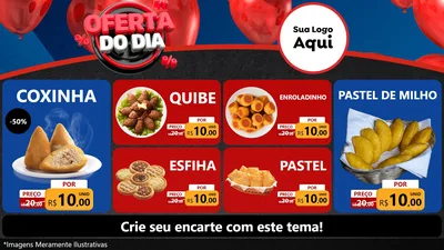 Modelo de TV para TV Horizontal com o tema Oferta do Dia para Salgadaria