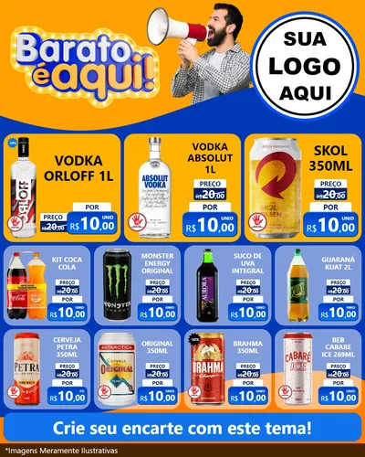Modelo de Rede Social para Feed Instagram com o tema Barato é aqui para Distribuidora de bebidas