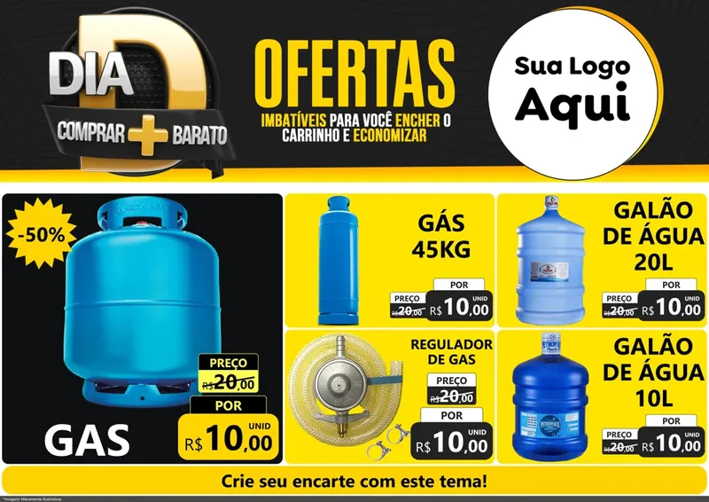 Modelo de Encarte para Encarte A4 Horizontal com o tema Dia D Mais Economia para Água e gás