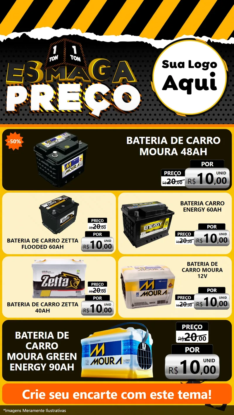 Modelo de TV para TV Vertical com o tema Esmaga Preço para Baterias Elétricas