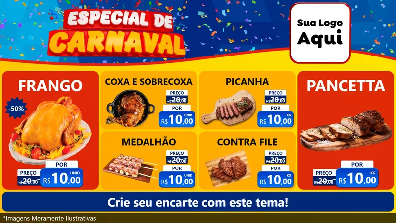Modelo de TV para TV Horizontal com o tema Especial de Carnaval para Assados