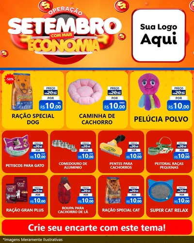 Modelo de Rede Social para Feed Instagram com o tema Operação Setembro Com Muita Economia para Pet Shop