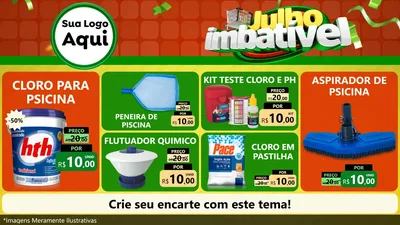 Modelo de TV para TV Horizontal com o tema Julho Imbatível para Produtos para Piscina