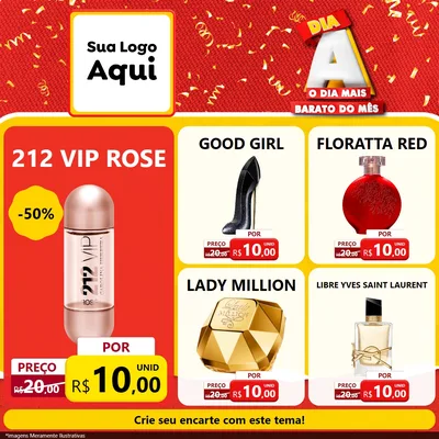 Modelo de Rede Social para Feed Facebook com o tema Dia A o Dia Mais Barato do Mês para Perfumes