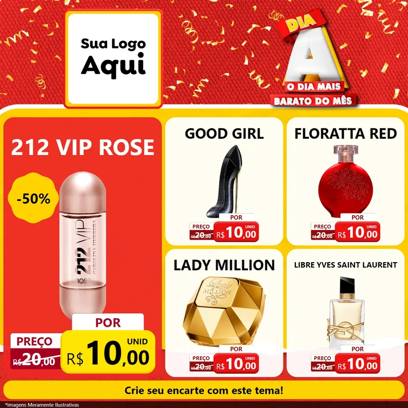 Modelo de Rede Social para Feed Facebook com o tema Dia A o Dia Mais Barato do Mês para Perfumes