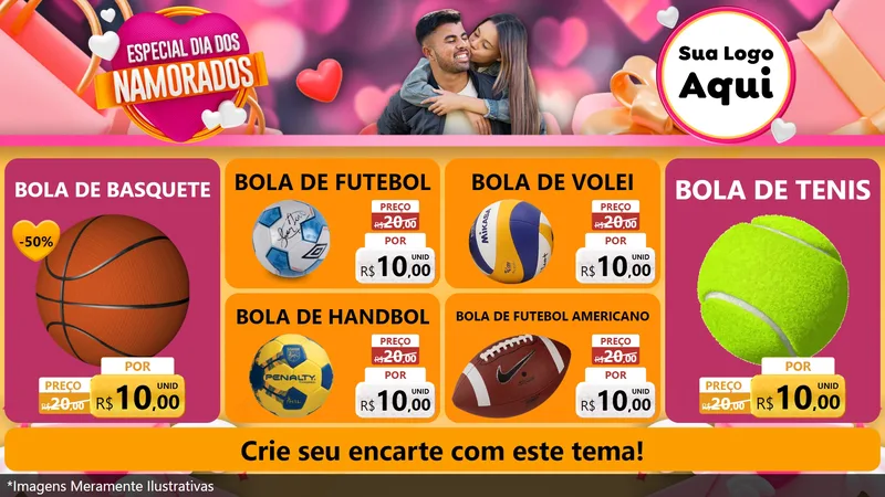 Modelo de TV para TV Horizontal com o tema Especial Dia dos Namorados para Artigos Esportivos