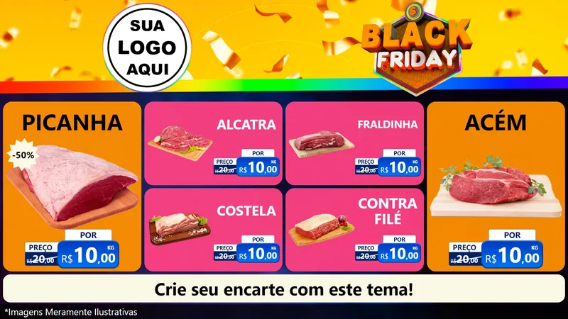 Modelo de TV para TV Horizontal com o tema Black Friday para Açougue