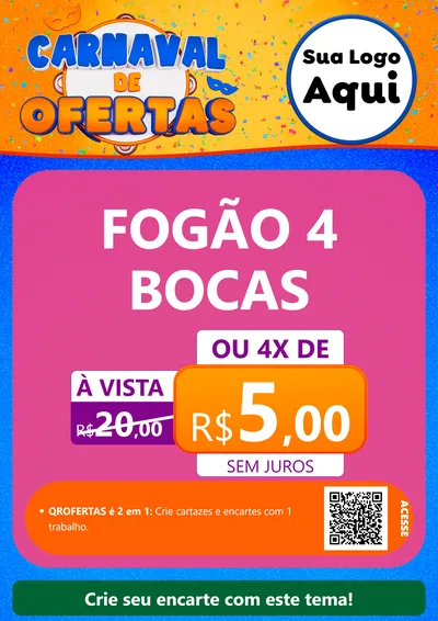 Modelo de Cartaz para Cartaz A4 Vertical com o tema Carnaval de Ofertas para Móveis e Eletro