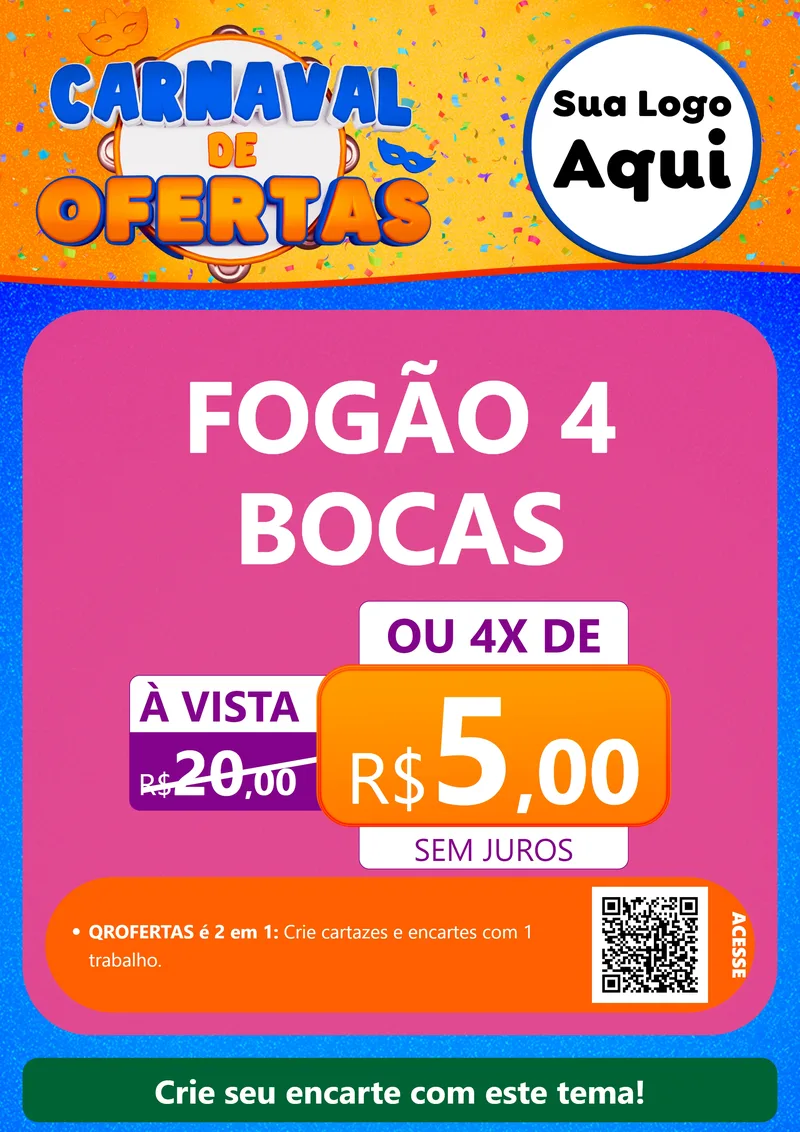 Modelo de Cartaz para Cartaz A4 Vertical com o tema Carnaval de Ofertas para Móveis e Eletro