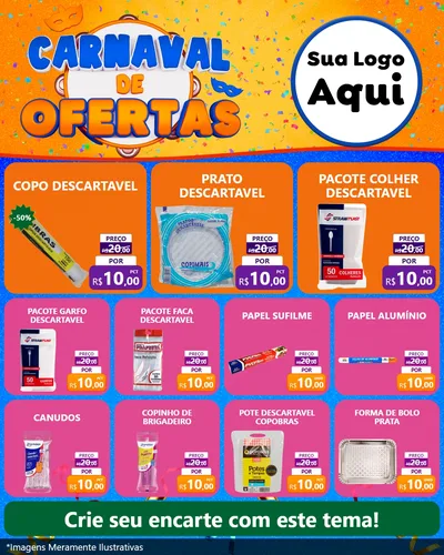 Modelo de Rede Social para Feed Instagram com o tema Carnaval de Ofertas para Embalagens