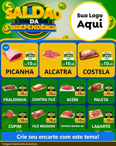 Modelo de Rede Social para Feed Instagram com o tema Saldão da Indepêndencia para Açougue