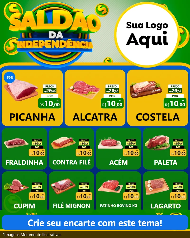 Modelo de Rede Social para Feed Instagram com o tema Saldão da Indepêndencia para Açougue
