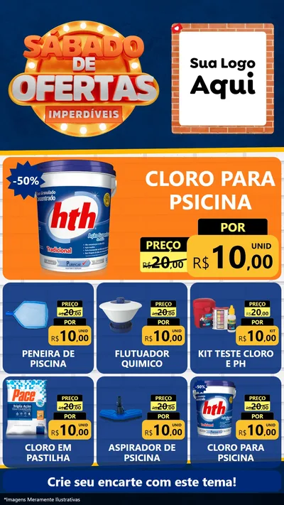 Modelo de Rede Social para Stories com o tema Sábado de Ofertas Imperdíveis para Produtos para Piscina