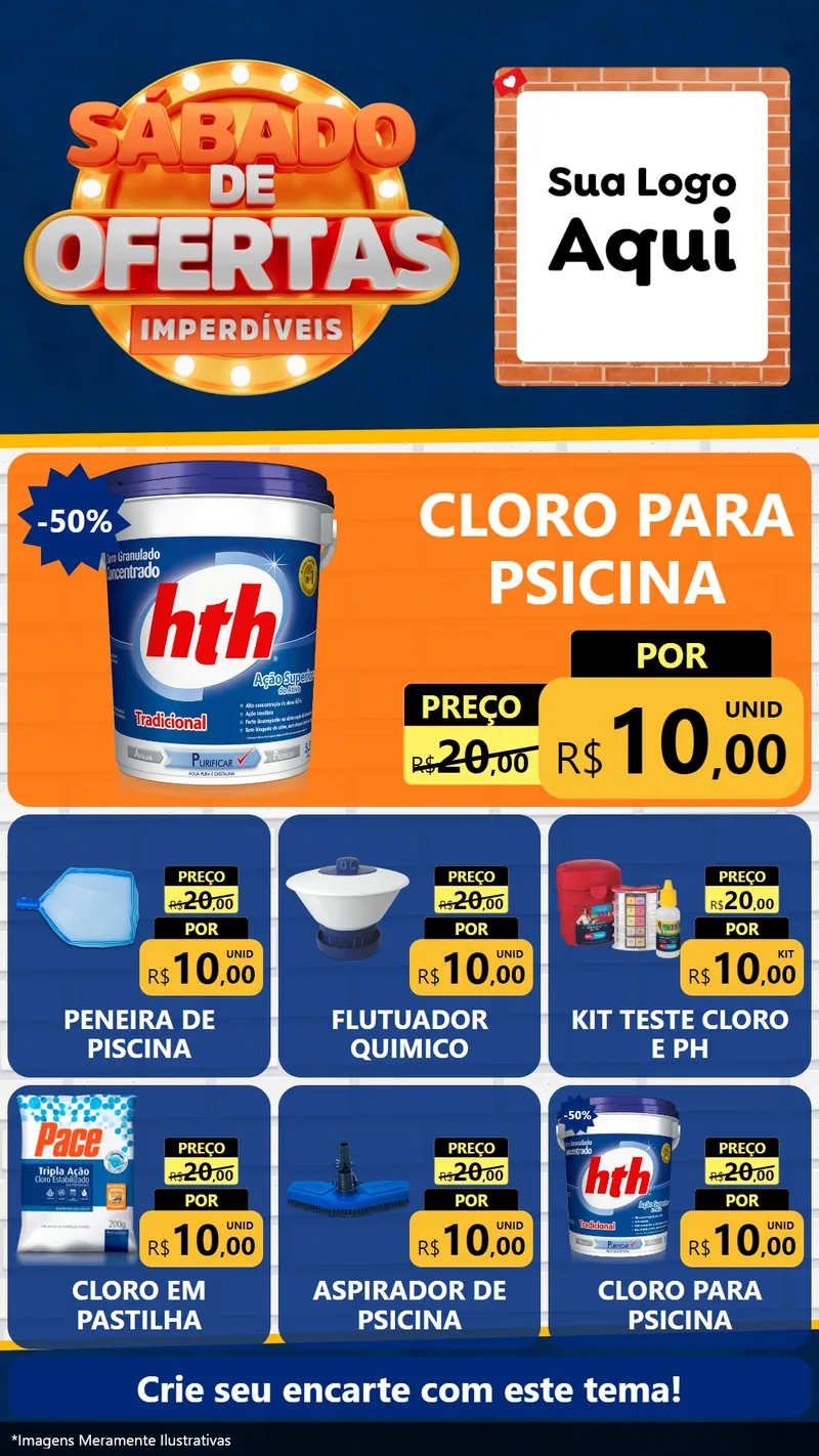 Modelo de Rede Social para Stories com o tema Sábado de Ofertas Imperdíveis para Produtos para Piscina