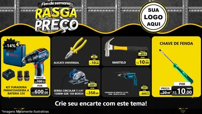 Modelo de TV para TV Horizontal com o tema Fim de Semana Rasga Preço para Maquinas e Ferramentas