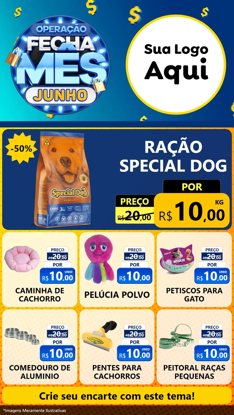 Modelo de Rede Social para Stories com o tema Operação Fecha Mês, Junho para Pet Shop