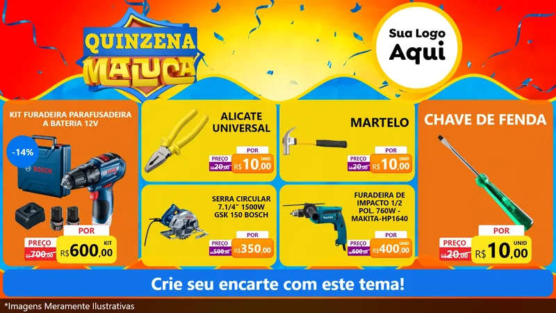 Modelo de TV para TV Horizontal com o tema Quinzena Maluca para Maquinas e Ferramentas