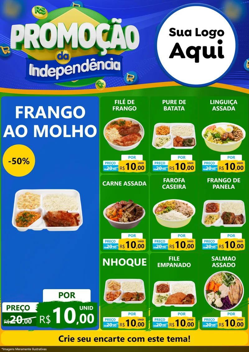 Modelo de Encarte para Encarte A4 Vertical com o tema Promoção da Independência para Restaurante
