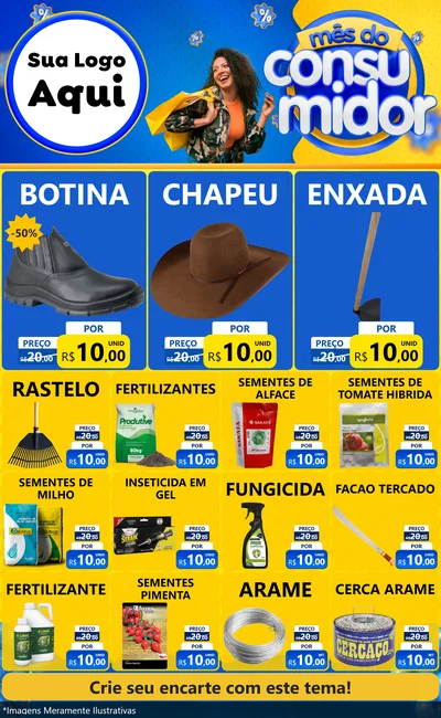 Modelo de Encarte para Encarte Grande com o tema Mês do Consumidor para Agropecuária