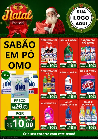 Modelo de Encarte para Encarte A4 Vertical com o tema Natal Especial para Produtos de Limpeza