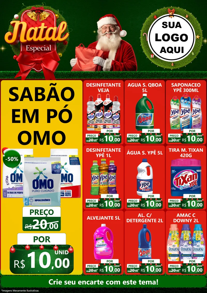 Modelo de Encarte para Encarte A4 Vertical com o tema Natal Especial para Produtos de Limpeza