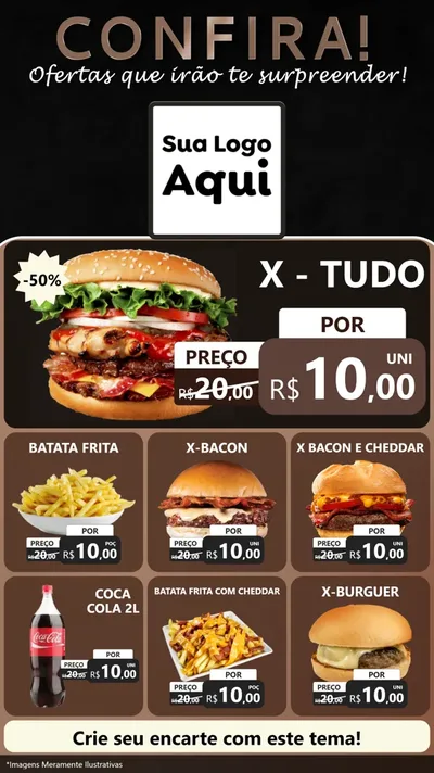 Modelo de Rede Social para Stories com o tema Confira! Ofertas que irão te surpreender! para Hamburgueria