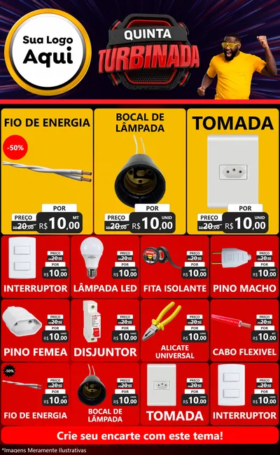 Modelo de Encarte para Encarte Grande com o tema Quinta Turbinada para Materiais Elétricos