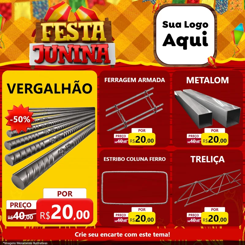 Modelo de Rede Social para Feed Facebook com o tema Festa Junina para Ferragens