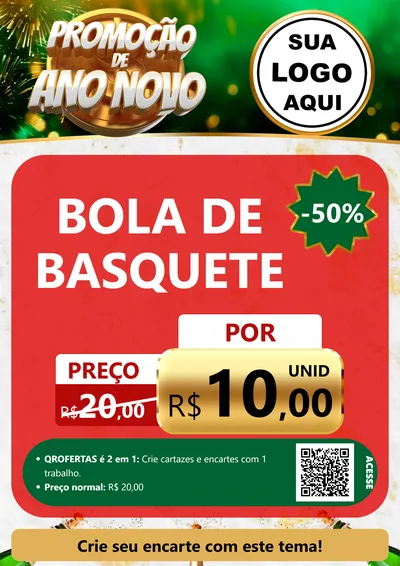 Modelo de Cartaz para Cartaz A4 Vertical com o tema Promoção de Ano Novo para Artigos Esportivos