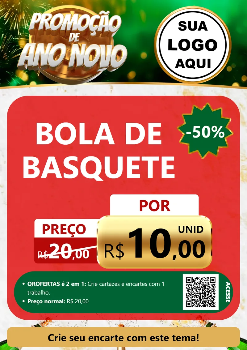 Modelo de Cartaz para Cartaz A4 Vertical com o tema Promoção de Ano Novo para Artigos Esportivos