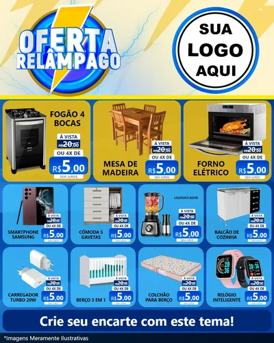 Modelo de Rede Social para Feed Instagram com o tema Oferta Relâmpago para Móveis e Eletro