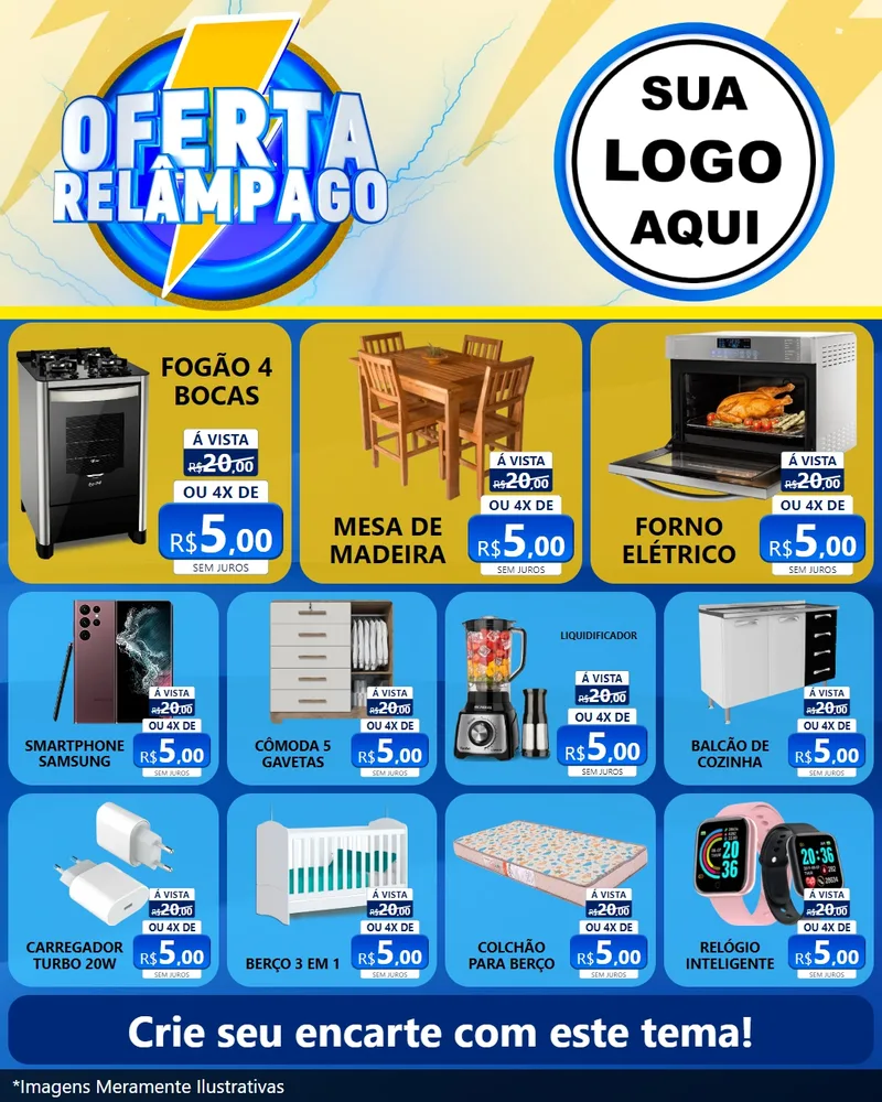 Modelo de Rede Social para Feed Instagram com o tema Oferta Relâmpago para Móveis e Eletro