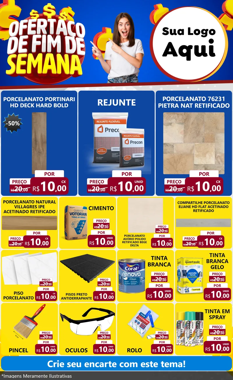 Modelo de Encarte para Encarte Grande com o tema Ofertaço de Fim de Semana para Pisos e revestimentos