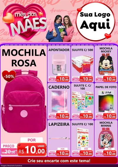 Modelo de Encarte para Encarte A4 Vertical com o tema Mês Das Mães para Papelaria