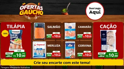 Modelo de TV para TV Horizontal com o tema Ofertas Dia do Gaúcho para Peixaria
