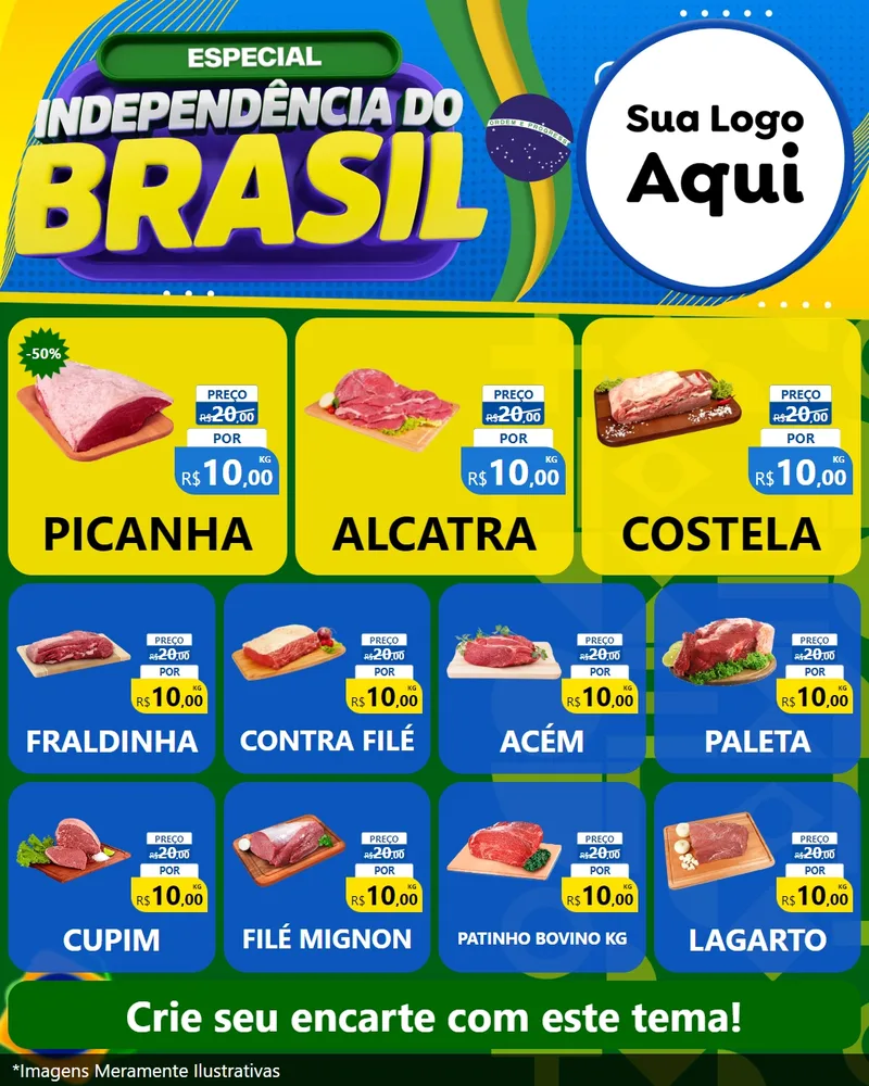 Modelo de Rede Social para Feed Instagram com o tema Especial Independência do Brasil para Açougue