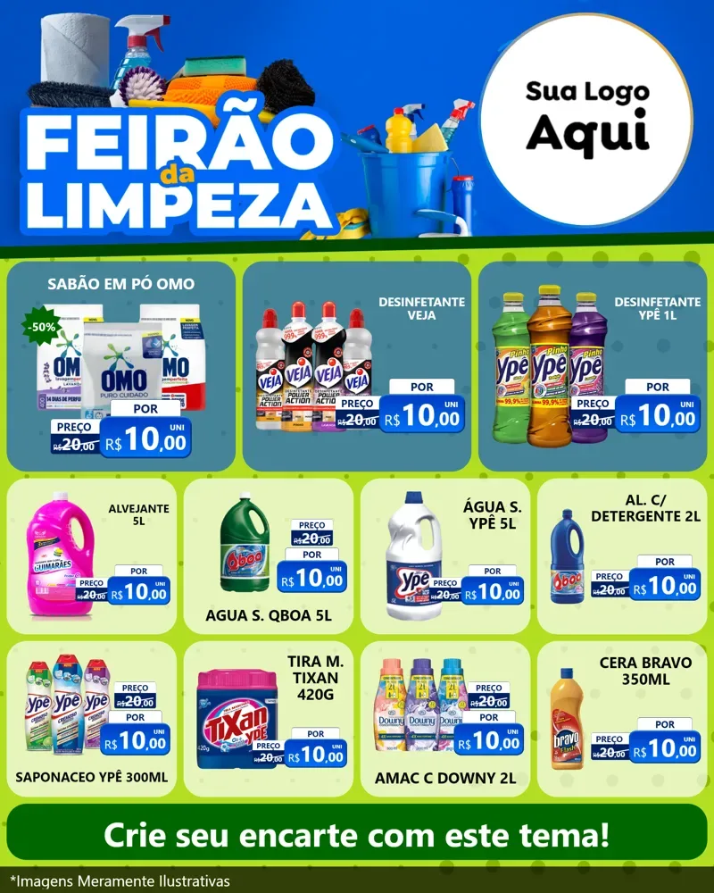Modelo de Rede Social para Feed Instagram com o tema Feirão da Limpeza para Produtos de Limpeza