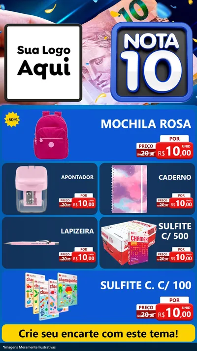 Modelo de TV para TV Vertical com o tema Nota 10 para Papelaria
