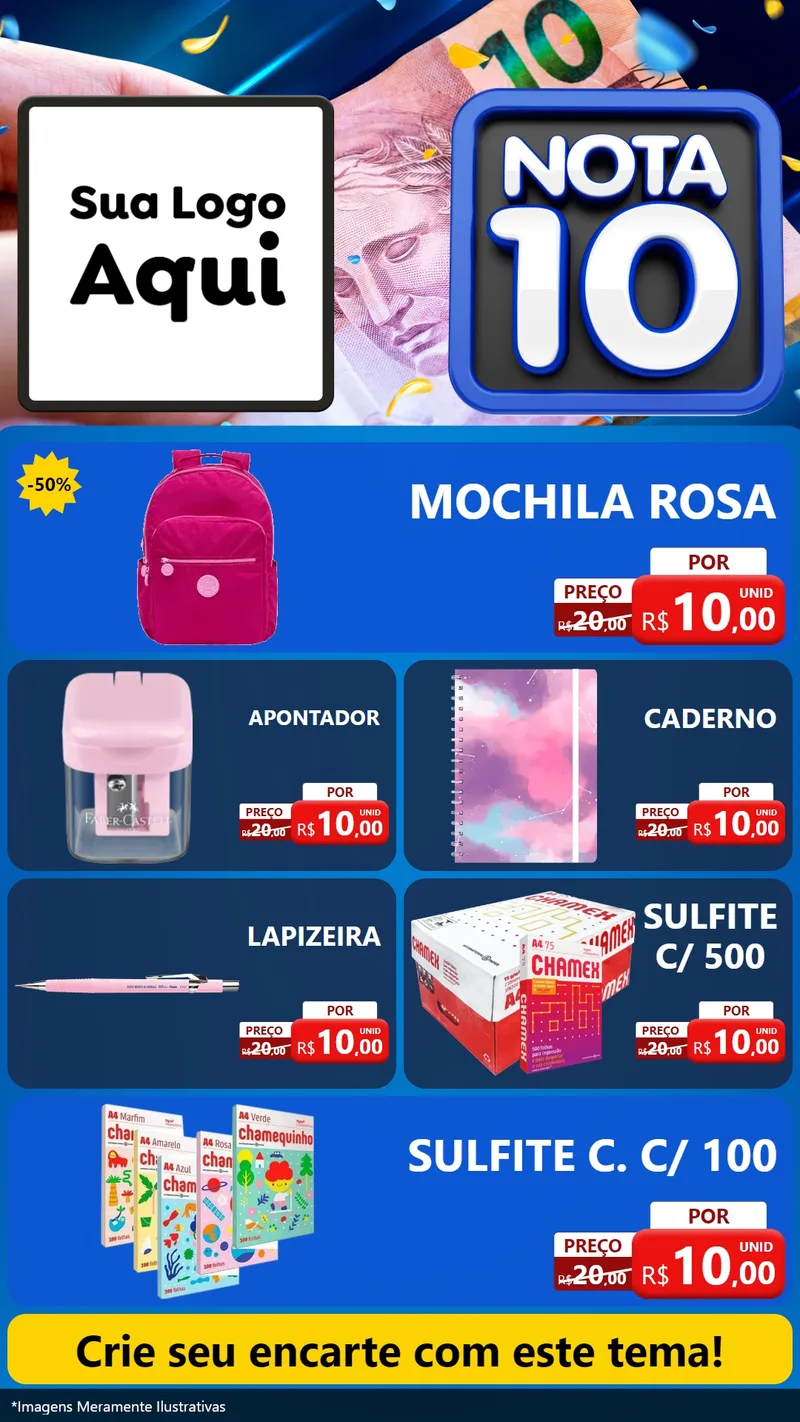Modelo de TV para TV Vertical com o tema Nota 10 para Papelaria