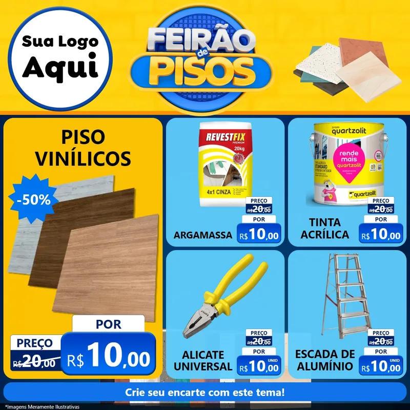 Modelo de Rede Social para Feed Facebook com o tema Feirão de Pisos para Material para Construção
