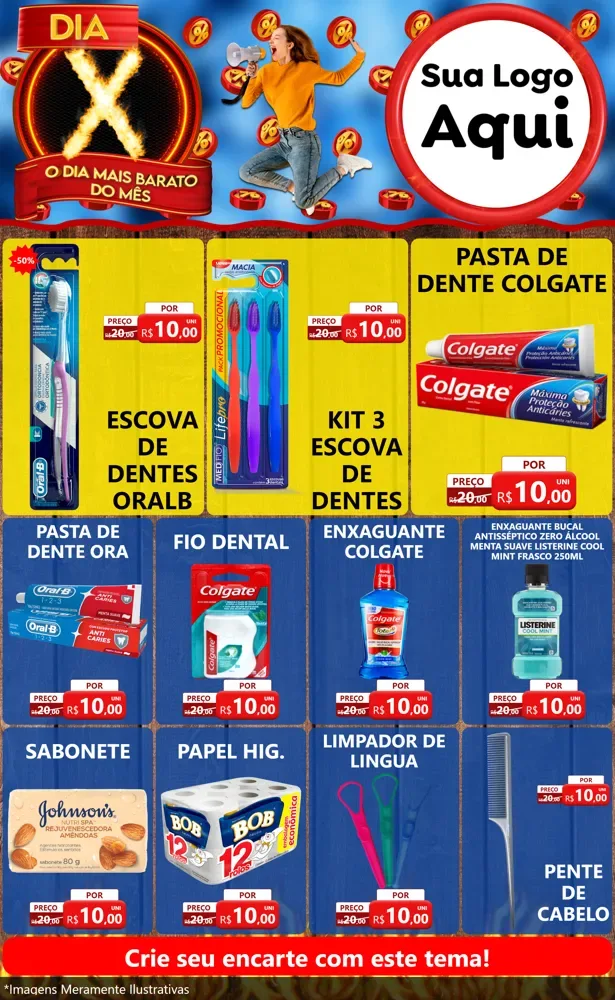 Modelo de Encarte para Encarte Grande com o tema Dia X - O Dia Mais Barato Do Mês para Higiene Pessoal