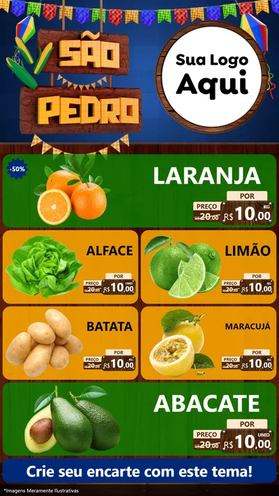 Modelo de TV para TV Vertical com o tema São Pedro para Hortifrúti