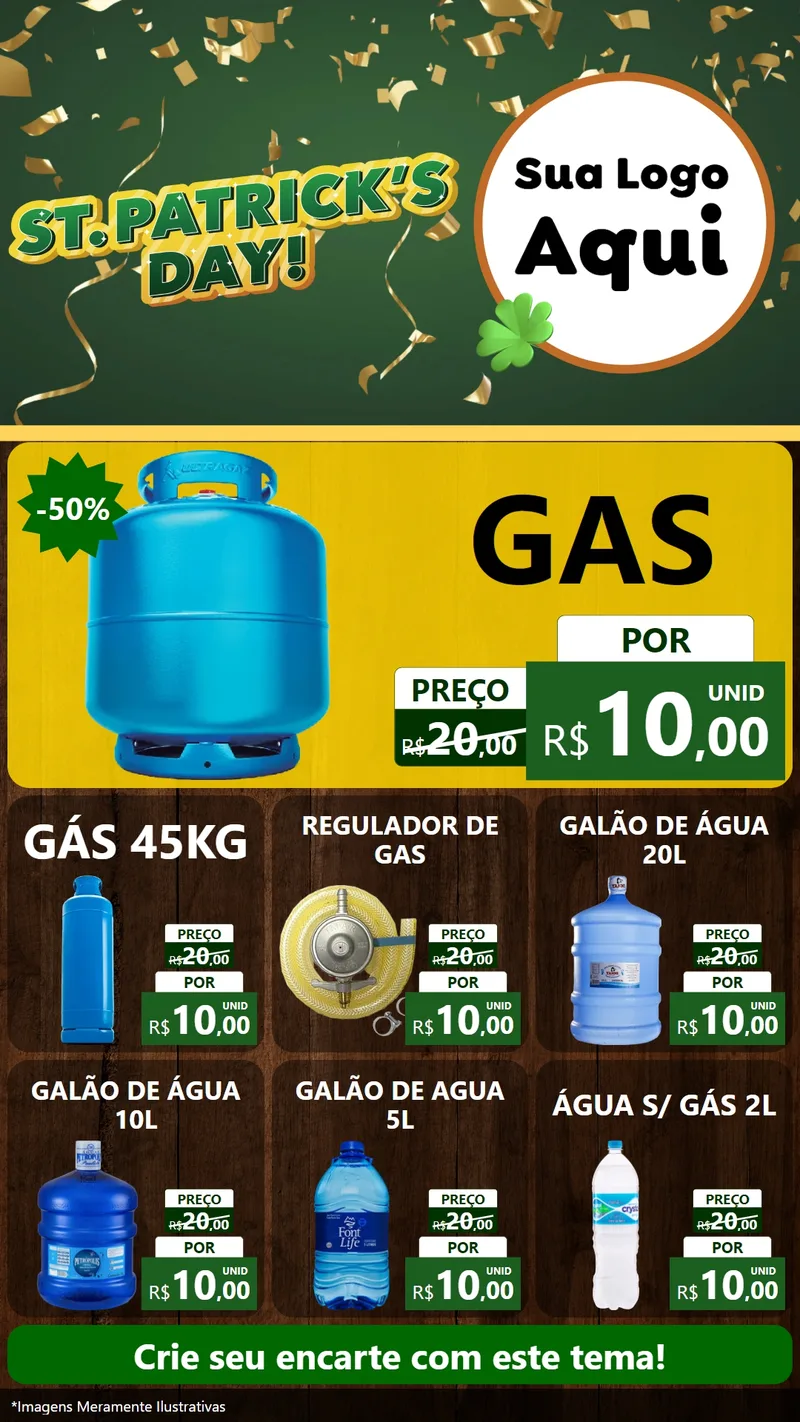 Modelo de Rede Social para Stories com o tema St Patriks Day para Água e gás