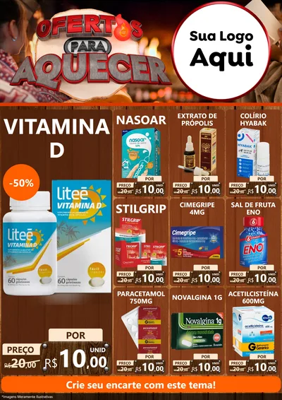 Modelo de Encarte para Encarte A4 Vertical com o tema Ofertas Para Aquecer para Farmácia