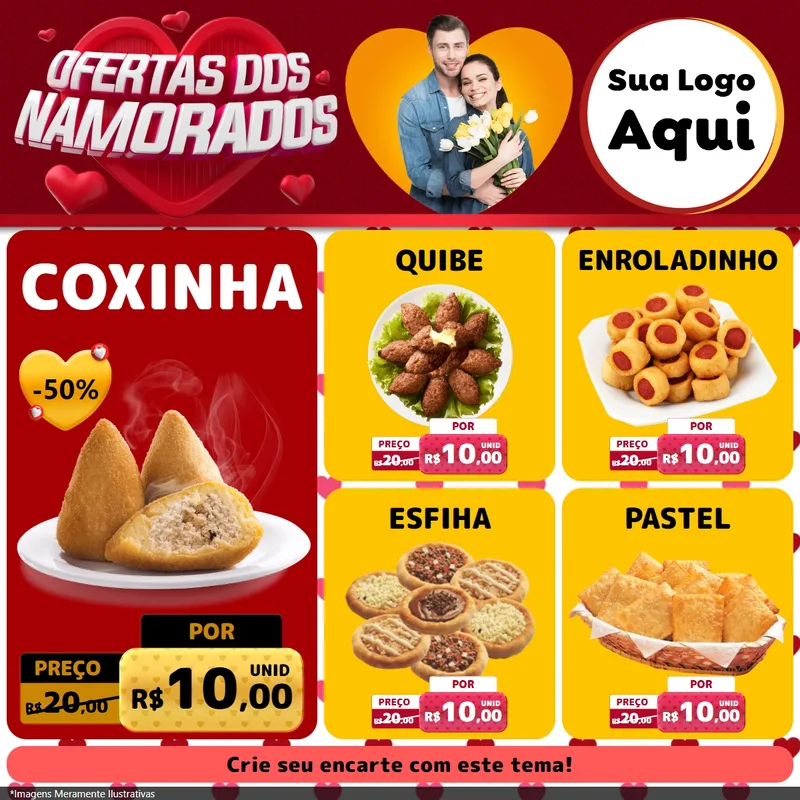 Modelo de Rede Social para Feed Facebook com o tema Ofertas Dos Namorados para Salgadaria