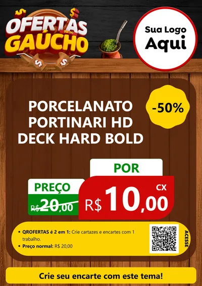 Modelo de Cartaz para Cartaz A4 Vertical com o tema Ofertas Dia do Gaúcho para Pisos e revestimentos