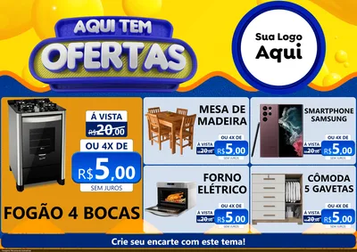 Modelo de Encarte para Encarte A4 Horizontal com o tema Aqui Tem Ofertas para Móveis e Eletro